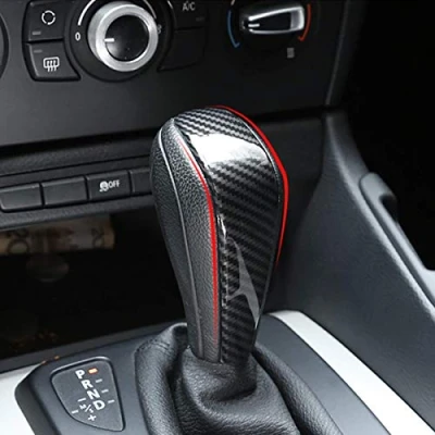 Image of YIWANG Carbon Fiber ABS Gear Shift Knob Cover for E48 E61 E64 E65 E85 E86 E83 E53 E81 E82 E87 E90 E91 E92 E93 F01 1 Series 5 Door Hatchback