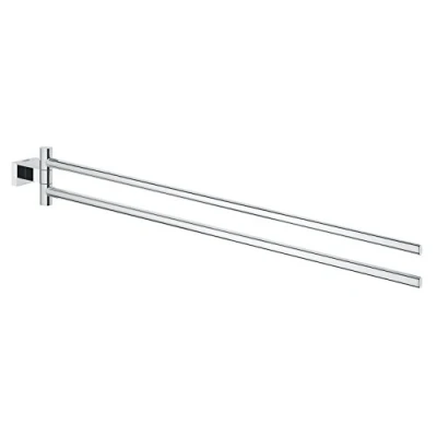 Image of GROHE Essentials Cube Towel Bar, Two Swivel Arms, Chrome Finish, Concealed Fastening 40624001