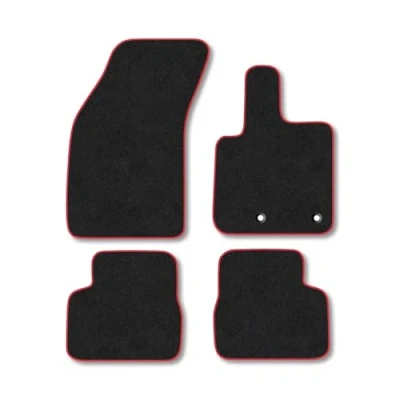 Image of Car Mats Compatible with Fiat 500 Electric (2021 ) Tailored Fit Red Carpet Floor Set Accessory Custom 4 Pieces Anti Slip Backing &amp; Binding Trim Edge