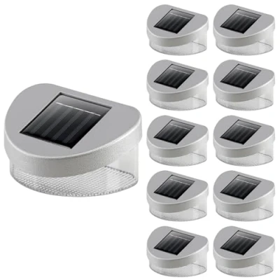 Image of GEEZY LED Solar Fence Lights Outdoor Garden Waterproof Wall Deck Patio Yard Decoration Set of 10