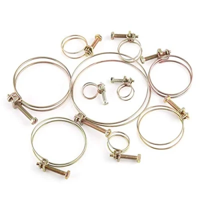 Image of 10pcs Double Wire Hose Clips Adjustable Water Barb Clamp Pipe Clip Hoop Plumbing Fastener