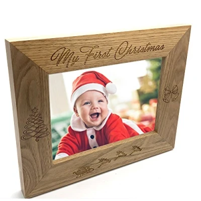 Image of ukgiftstoreonline My First Christmas Wooden Photo Frame Baby Gift (5 x 7 inch)