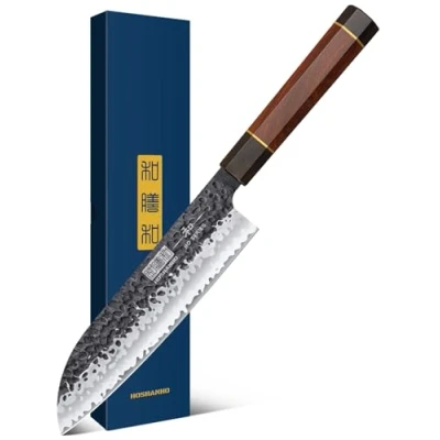 Image of HOSHANHO Chef&#039;s Santoku Knife 7 Inch, Professional Japanese VG 10 Super Steel Chef Knife, Ultra Sharp Kitchen with Octagonal Rosewood Handle