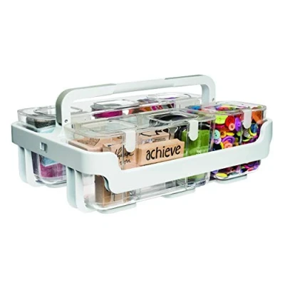 Image of Deflecto 29003CR Caddy Organizer with Small, Medium &amp; Large Compartments White, Other, Multicoloured, 15.44x26.67x17.78 cm