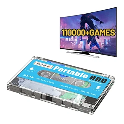 Image of Kinhank 500G HDD Portable Game Drive Built in 110,000+ Games, Batocera 33 System Compatible with 90+ Emulators,Plug and Play,USB3.0,Support for Windows/Laptop/PC/Mac