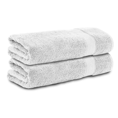 Image of Komfortec Set of 2 Bath Towels, 70 x 140 cm Size, Double Pack, 100% Cotton, Hand Terry Cloth, Soft, Absorbent, White