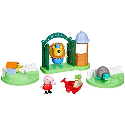 Image of Peppa Pig Toys Peppa&#039;s Day at the Zoo Playset Toy for Preschoolers, 2 Figures and 6 Themed Accessories