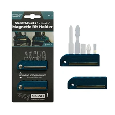 Image of StealthMounts Blue Makita Magnetic Bit Holder Drill Organiser Perfect for Maktia Drills and Impacts (2 Pack)
