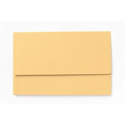 Image of Exacompta Ref PW5 YLWZ Guildhall 3/4 Flap Legal Document Wallet Foolscap for A4 Documents, 35mm Gusset, 315gsm Heavyweight Manilla Yellow (Pack of 25)