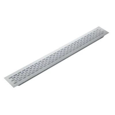 Image of Kitchen WORKTOP/Plinth Heat Vent Grill Aluminium by Rejs (480 x 60mm, Stainless Steel)