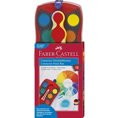 Image of Faber Castell 125030 Connector Paint Box Colours Including Opaque White, red, 12 Count (Pack of 1)