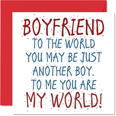 Image of Lovely Anniversary Cards for Boyfriend You Are My World Happy Birthday Card from Girlfriend, Gifts, 145mm x Boy Valentines Card, Greeting Gift Boys