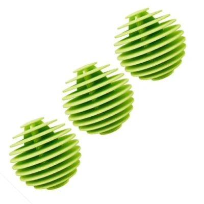 Image of Tumble Dryer Balls 3 Pc Green Laundry for Reusable Ball Silicone Clothes Will Come Out Soft Fluffy Fewer Wrinkles and Less Static Cling