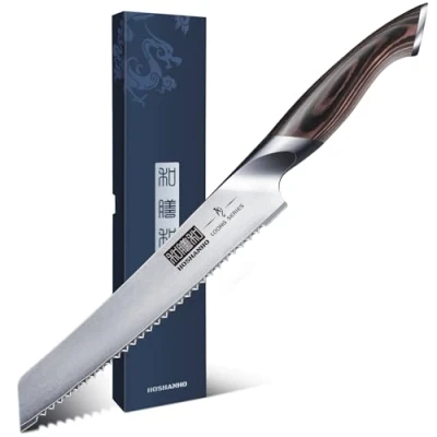 Image of HOSHANHO Bread Knife 8 inch Serrated Knife, High Carbon Stainless Steel Professional Cutting for Homemade
