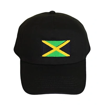 Image of TeddyTs Jamaica Flag Black Adjustable Baseball Cap, Blue, One Size