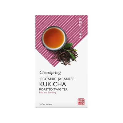 Image of Clearspring Organic Japanese Kukicha, Roasted Twig Tea, 20 Teabags, Pack of 4