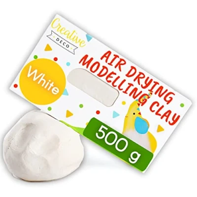 Image of Creative Deco Air Dry Clay 500g White Drying Perfect Modelling for Kids, Adult, Teenagers and Artist in Craft &amp; DIY Projects Self Hardening Non Sticking Polymer