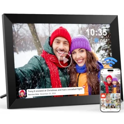 Image of Frameo Digital Photo Frame Wifi 10.1 Inch，1280 x 800 IPS Touch Screen Smart Electronic Frame, with 32GB Memory Picture Auto Rotate and Audio, Share Photos/Videos via App