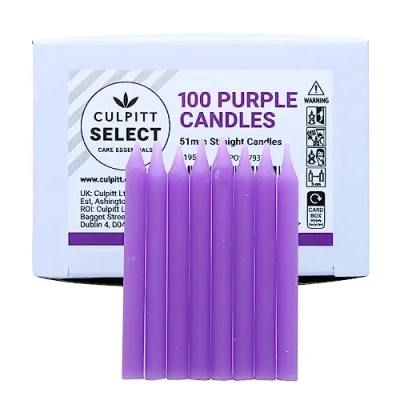 Image of Culpitt Select Purple Birthday Candles, Pack of 100, 51mm Bright Celebration Cake Candles for Party, Birthday, Treats