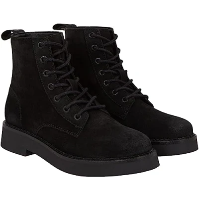 Image of Tommy Jeans Women Chelsea Boot Lace Up Ankle High, Black (Black), 4 UK