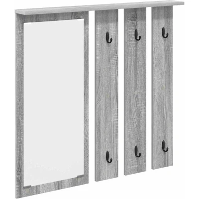Image of Wall mounted Coat Rack with Shelf Mirror Grey sonoma 84 x 10 80 cm Vidaxl