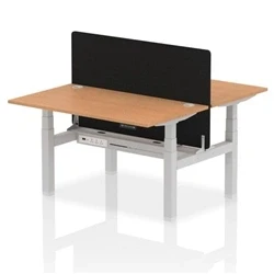 Image of Air B2B 1400x800mm Adjustable 2P Bench Desk CP Oak/Silver + Screen
