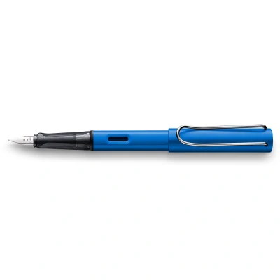 Image of LAMY AL star oceanblue Fountain Pen with ergonomic grip &amp; polished steel nib in size EF lightweight aluminum body including T 10 blue cartridge Right Handed