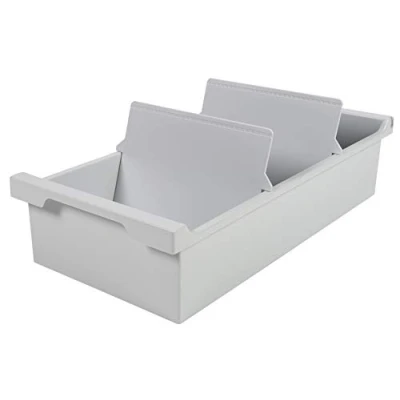Image of Exacompta Ref 52240D Record Card Holder 347 x 166 79mm in Size, A6 Horizontal Format, Front Label for Identification, Holds Approx. 600 Sheets Light Grey