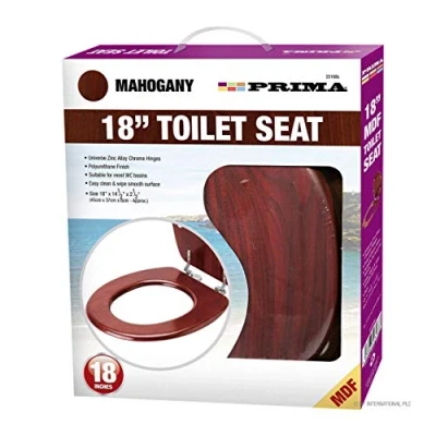 Image of Prima Wooden Mdf Mahogany Effect Toilet Seat With Zinc Hinges