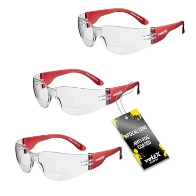 Image of voltX 3 x GRAFTER’ Bifocal Lightweight Industrial Reading Safety Glasses, UKCA &amp; CE EN166f Certified/Cycling Glasses (Clear lens +2.0) + UV400 anti fog coated