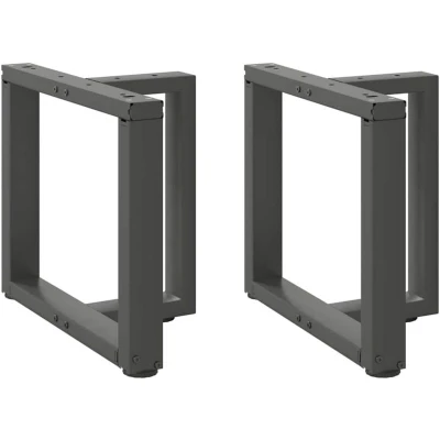 Image of vidaXL Coffee Table Legs T Shape Steel Anthracite Adjustable Levelers Home Office Living Room 50x25x42 43cm