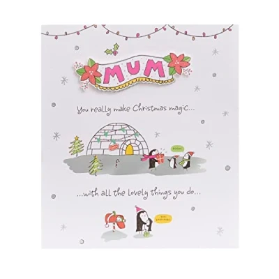 Image of UK Greetings Christmas Card for Mum Sketched Design