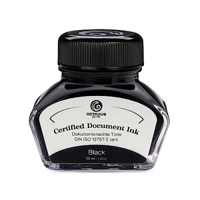 Image of Octopus Fluids Document Ink Black, Indelible Ink, Certified According to DIN ISO 12757 2, 30 ml