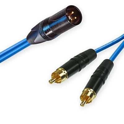Image of Neutrik Female XLR Split to 2 Dual RCA Phono Cable. Splitter Duplicator Lead 1m+ (3m, Blue)