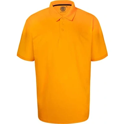 Image of Kam Mens Big Size Performance Breathable Mesh Sports Polo Shirt (5401) in Saffron 6XL