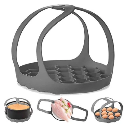 Image of ddLUCK Pressure Cooker Sling, Silicone Bakeware Sling for 6 Qt/8 Qt Instant Pot, Ninja Foodi and Multi function Anti scalding Lifter, BPA Free Egg Steamer Rack(Gray)