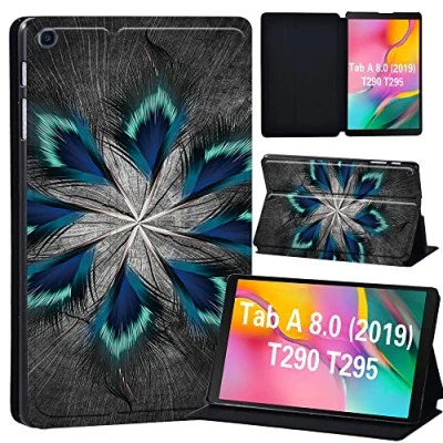 Image of FINDING Case Galaxy Tab A 8.0 2019 T290 T295, Slim Light Cover Stand Hard Shell Folio for inch Tablet Model SM (Wi Fi) T295 (LTE) (peacock tail feather)