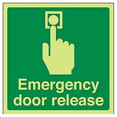 Image of V Safety Glow In The Dark Emergency Door Release Sign 150mm x Rigid Plastic