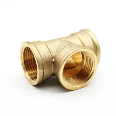 Image of DOJA Barcelona Brass T Piece 3/4 Inch 4 Pack Distributor for Irrigation Systems Fitting Radiator Pipes, Drip Sleeve, Compressed Air, Gas Regulator / Water Pipe Adapter