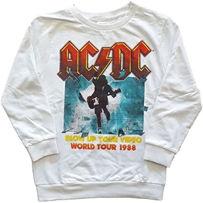 Image of AC/DC Kids Blow Up Your Video Band Logo Sweatshirt, White, X Large, White