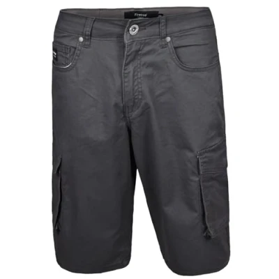 Image of Firetrap Men Shorts Chino Cotton Zip Fly Summer Half Pants with Belt Loops Casual Bottoms Pockets Charcoal 38