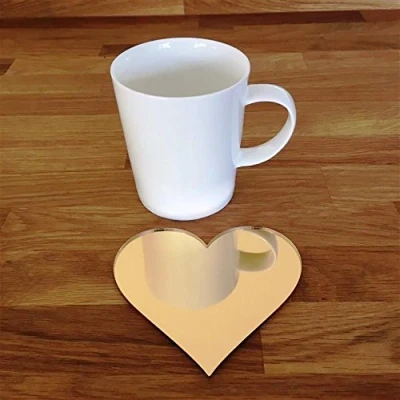 Image of Super Cool Creations Coasters Heart Shaped Gold Mirror 6 Set