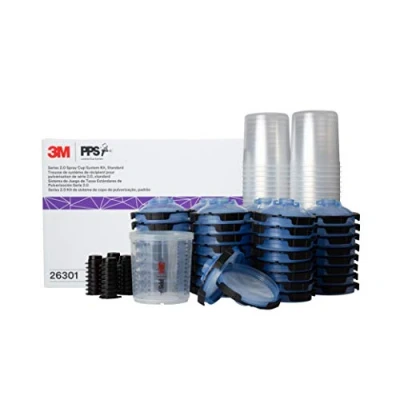 Image of 3M PPS 2.0 Spray Gun Cup, Lids and Liners Kit, 26301, Standard, 22 Ounces, 125 Micron Filter, Use for Cars, Furniture, House More, 1 Paint 50 Disposable Liners, 32 Sealing Plugs