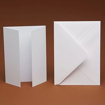 Image of DIY Wedding &amp; Crafts A6 Blank White Linen GATEFOLD Cards and smooth C6 Envelopes (25)
