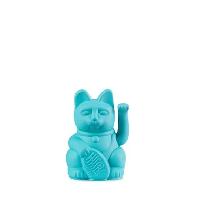 Image of DONKEY Lucky Cat Mini Turquoise Japanese Charm Waving in 9.8 cm High