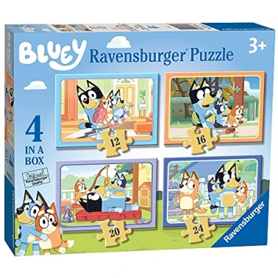 Image of Ravensburger Bluey Toys 4 in Box Jigsaw Puzzles for Children Age 3 Years Up 12, 16, 20, 24 Pieces Gifts Kids