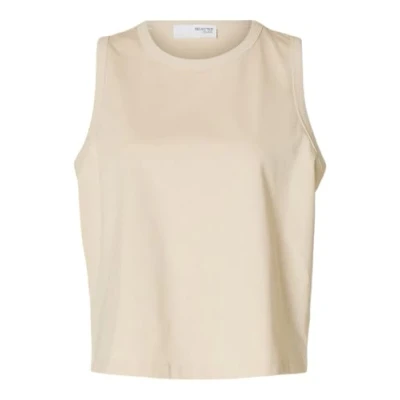 Image of Selected Femme Slfessential BOXY TANK Top, Women&#039;s, Size: 8, Birch