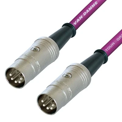 Image of Van Damme Midi Lead. 5 Pin Din PHANTOM POWER Synth, Interface, Foot Switch Cable (6m, Purple)