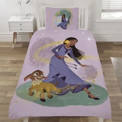 Image of Coco Moon Disney Wish Fairy Tale Reversible Single Duvet Cover Set Disney&#039;s Bedding Includes and Pillow Boys &amp; Girls