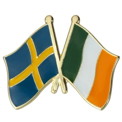 Image of Sweden &amp; Ireland Irish National Friendship Flag Metal Enamel Pin Badge